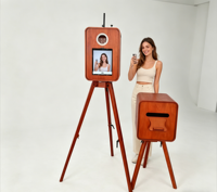Machine photo portable rétro en bois de style appareil photo reflex, compatible avec l'impression instantanée, avec imprimante intégrée