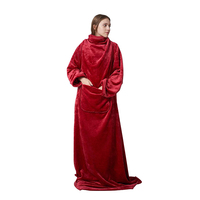 Massives Flanell Fleece Polyester Tragbare umwelt freundliche tragbare TV-Decke mit Ärmeln für den Wurf für das Sofa