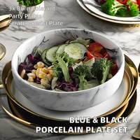 Ensemble de vaisselle en porcelaine fine japonaise bleue et noire Vaisselle de fête de qualité de restaurant Plats de table élégants pour les fêtes