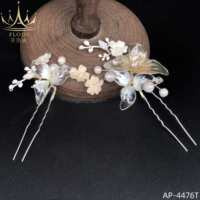 AP-4476T AFLODY pabrik grosir semi-transparan gading buatan tangan Resin bunga Pin Set pernikahan pengantin aksesoris rambut