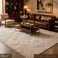 Tapis Turc Géométrique Vieilli LandScopeTech, Tissé Wilton, Haute Densité, Antidérapant, avec Support en Jute, pour Salon et Chambre