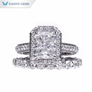 Tianyu Gems Custom Radiant Crushed Ice Cut 3 <b>Carat</b> Moissanite Diamond Fashion 10k 14k 18k White <b>Gold</b> Jewelry <b>Ring</b> Set - Product Image 1