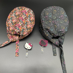 En stock, bonnets d'infirmière imprimés Power Girls, styles mignons à nouer dans le dos, doublure en satin, bonnet <span class=keywords><strong>de</strong></span> travail pour les filles - Product Image 2