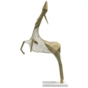 2023 nuovo regalo di promozione del prodotto forniture artigianali in metallo design personalizzato giardino moderno cervo scultura per esterno