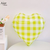 Aierflorist Vente en gros Nouveaux ballons en aluminium de 18 pouces en forme de cœur à carreaux bleus et blancs pour fête photo