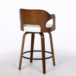 Ghế quầy bar xoay hiện đại bằng da, khung gỗ óc chó, bọc nệm, dùng cho phòng ăn, phòng ngủ, nhà bếp, phòng khách - Product Image 4