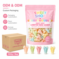 Bonbons comestibles en paraffine liquide, design réaliste de créatures marines, 0,5 kg, OEM personnalisé, saveurs tropicales assorties, en vrac, sûrs à consommer