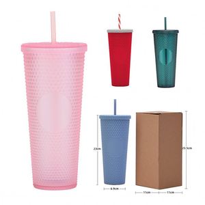 Vaso de Plástico con Tapa y Pajita, 24 oz, Libre de BPA, Colores Mezclados, con Logotipo Personalizado, Diseño Degradado y Decoración de Diamantes - Product Image 4