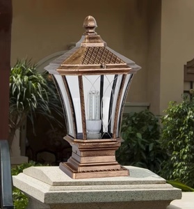 IP65 Waterproof E27 <b>LED</b> Solar Column Garden <b>Light</b> with <b>Light</b> <b>Sensor</b> Dimmable Die Cast Aluminum Outdoor Pillar <b>Light</b> - Product Image 1