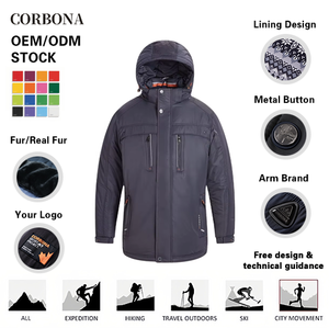 Corbona của nam giới thường Mùa Đông Áo khoác dày dài áo Gió Áo khoác dây kéo navyblue cho thời tiết lạnh đẹp CHA món quà cho chồng - Product Image 2