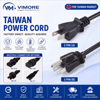 Cable de Alimentación Taiwanés de 2/3 Pines, Tipo B CNS, 15A 125V 3x0.75mm2, Cable de PVC BSMI para Electrodomésticos y Computadoras, Longitud Personalizada de Fábrica OEM