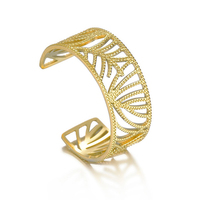 MICCI Großhandel Custom Edelstahl Schmuck 14 Karat vergoldet Hohl Open Tree Bark Leaf Ring für Frauen