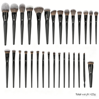 Pinceaux plats en bois de luxe écologiques professionnels, 30 pièces, pour baume à lèvres, fond de teint, poudre, anticernes, fard à paupières, visage, format voyage