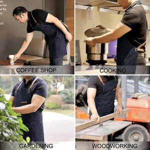 Canvas <b>Kitchen</b> <b>Apron</b> Modern Solid Cross-Back Waist Work Unisex Smock for Café Coffee Shop Barber Artist Custom Logo - Product Image 4