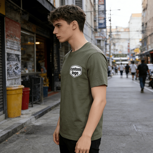 Camisetas Personalizadas de Estilo Urbano con Estampado de Letras Transpirables, Logotipo Frontal, Tejido de Punto, 100% Algodón, 250g, Manga Corta, Cuello Redondo para Hombre - Product Image 2