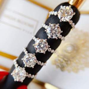 NINE'S Fine Jewelry Custom Rose Gold 2ct Vòng Nghiền Nát Ice Cut Loose Moissanite Kim Cương 18K Vàng Trang Sức Nhẫn - Product Image 1