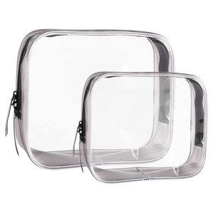 Trousse de maquillage transparente en PVC imperméable à l'eau avec logo personnalisé, trousse de toilette de voyage <span class=keywords><strong>Messenger</strong></span>/Sling à la mode, trousse à cosmétiques transparente à fermeture éclair - Product Image 1