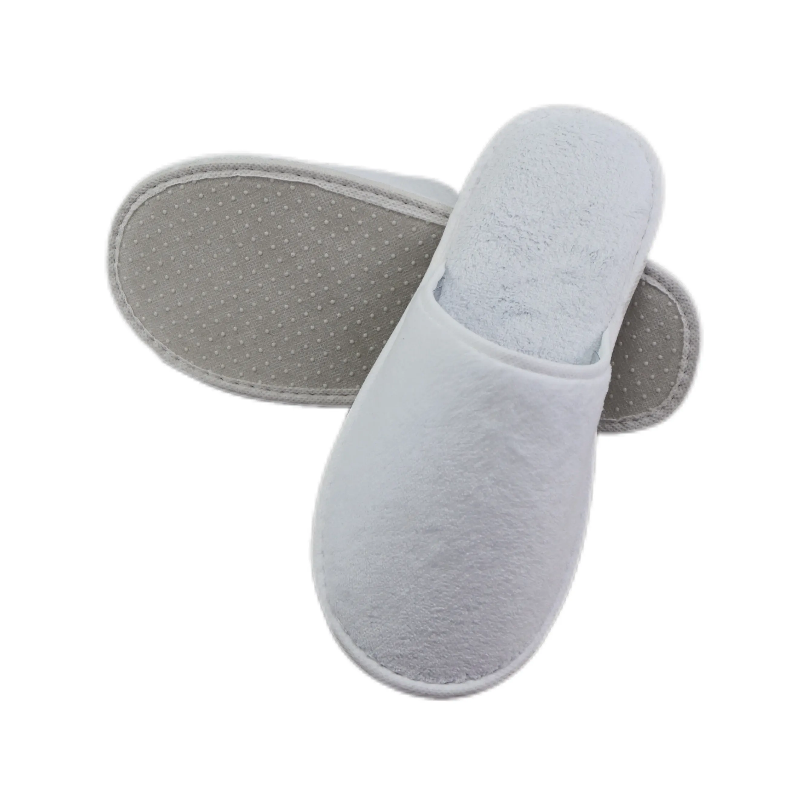 نعال ذات جودة عالية بشعار مخصص أحذية للاستخدام مرة واحدة بيضاء مناسبة للفنادق والسبا للضيوف مصنوعة من المخمل المرجاني