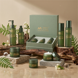 MERRYNEWON Botellas de Vidrio Cosméticas con Forma de Cilindro, Tapa con Bomba, Estampado Dorado, Envases Premium para el Cuidado de la Piel - Product Image 5