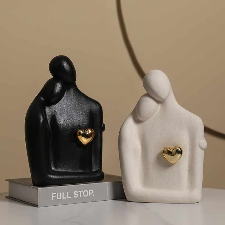 Creative Art White Porcelain Ceramic Character Ornaments Polished Entrance Study Decoration for Living Room Home Model Crafts