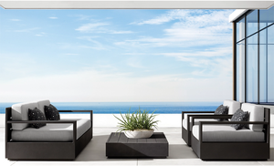 Muebles de Jardín Estilo Británico Usados, Conjuntos de Sofás con Estructura de Aluminio, Muebles de Exterior de Metal Negro - Product Image 3