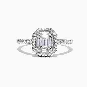 Anello a Forma di T con Cristalli Taglio Quadrato per Donne, Dettagli in Pavé, Elegante Accessorio di Moda per Uso Quotidiano - Product Image 1