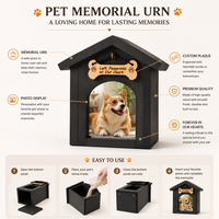 Urne funéraire de luxe en forme de maison pour animaux de compagnie, boîte à souvenirs en bois pour cendres de chiens et chats, vitrine commémorative pour photos, vente directe usine