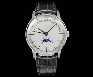 Montre mécanique pour homme de luxe haut de gamme, best-seller, boîtier en acier inoxydable, bracelet en cuir véritable noir, montre de business - Product Image 1