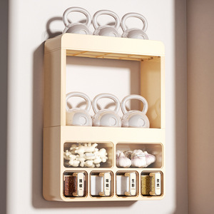 Wall Mounted Condiment Rack Multi Layer Storage Organizer For Kitchen Oil Salt Soy Sauce Vinegar Rectangle Design - Product Image 3