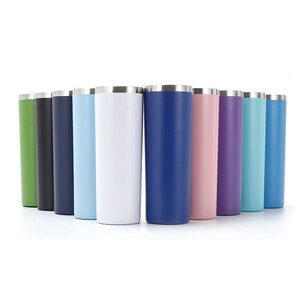 Vaso térmico personalizado de acero inoxidable de doble pared con recubrimiento en polvo de 20 oz, botella de agua delgada para sublimación con tapa - Product Image 2