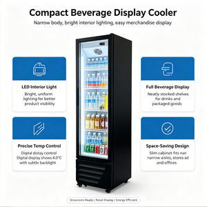 Enfriador de Bebidas Comercial de <span class=keywords><strong>Una</strong></span> <span class=keywords><strong>Puerta</strong></span> con Frente de Vidrio, Enfriamiento por Aire con Ventilador, 5 Niveles, para Tiendas de Conveniencia, Mini Mercados y Cafés - Product Image 1