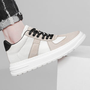 New Spring <b>Men's</b> <b>White</b> Sneakers Invisible Height-Increasing Hollow Korean Style <b>Casual</b> Leather <b>Shoes</b> Mesh Versatile Trendy - Product Image 4