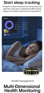 Anneau intelligent en acier K80, suivi de la santé et du sommeil, surveillance de la fréquence cardiaque et de la température, contrôle gestuel, contrôle par application, télécommande, IP68 - Product Image 4