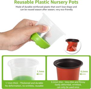 Pot de plantes rond en plastique transparent de 4 pouces <span class=keywords><strong>Pots</strong></span> de semis réutilisables pour la maison et le jardin - Product Image 4