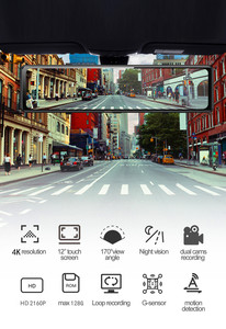 Xe DVR 2160P 12 "4K Sony IMX415 Gương Chiếu Hậu <span class=keywords><strong>Camera</strong></span> GPS 1080P <span class=keywords><strong>Camera</strong></span> Sau Dash Cam Ghi Video Đăng Ký Giám Sát Đỗ Xe - Product Image 3