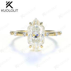 Bagues en Moissanite Marquise Hollandaise 3,5 carats pour Femme, en Or Jaune Massif 18K 14K 10K, Bijoux de Fiançailles avec Certificat - Product Image 1