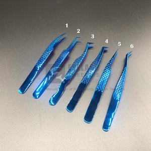 แหนบต่อขนตาพลาสม่าสีฟ้าปลายแหลมด้ามเพชรแบบมืออาชีพญี่ปุ่นทำโลโก้ได้ตามต้องการ - Product Image 1
