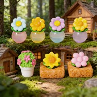 Figurines en résine miniatures en gros, pots de fleurs translucides qui brillent dans le noir, ornements marguerites pour jardin féerique, micro-paysage DIY