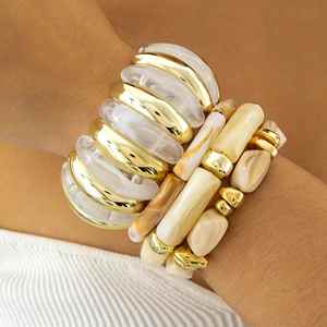 Pulsera Bohemia Exagerada de Acrílico con Cuentas, Conjunto de Brazaletes de Cadena Multicolor en Capas, Joyería de Moda para Mujer para Uso Diario y Fiestas - Product Image 4