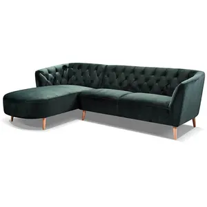 직물 디자인 물자 제일 질 가정 거실 가구 세트 3 Seater 녹색 Chesterfield 우단 직물 소파