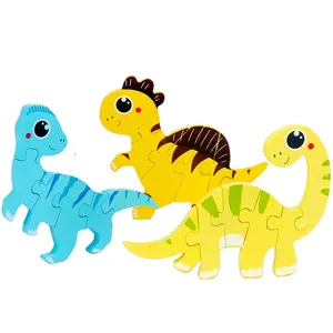 Mainan Puzzle Kayu untuk Anak-anak, Mainan Edukasi Anak-anak, Teka-teki Kayu 3D, Mainan Dinosaurus Kartun, Hadiah Mainan untuk Anak-anak