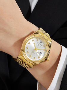 Montre-bracelet à quartz pour <span class=keywords><strong>homme</strong></span>, bracelet en acier inoxydable, <span class=keywords><strong>style</strong></span> minimaliste professionnel, avec affichage de la semaine - Product Image 4