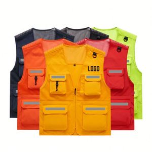 เสื้อกั๊ก Hi VIS สำหรับผู้ชายผู้หญิงเสื้อกั๊กนิรภัยสะท้อนแสงมองเห็นได้ชัดเจนมีหลายกระเป๋ามีซิปมาใหม่ - Product Image 1