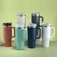 Gobelet isotherme à double paroi de 40 oz avec paille, grande capacité, en acier inoxydable, pour voyage, plusieurs couleurs