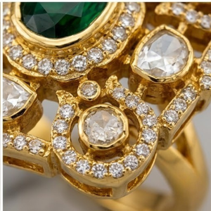 925 Silver Green Stone Kundan <b>Ring</b> with <b>Gold</b> Finish Elegant Adjustable Jewelry for Women Fashion Geometric Design Jewelry - Product Image 3