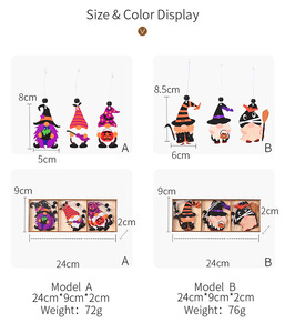 Halloween Wooden Pendant Pumpkin <strong>Witch</strong> Gnome Gonk Wooden Pendant Halloween Decoration Home Decor for Halloween - Product Image 5