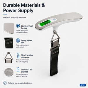 Báscula Electrónica Portátil de Alta Precisión con Pantalla LCD Retroiluminada, para Equipaje, con Capacidad de 50 kg/110 lb - Product Image 6
