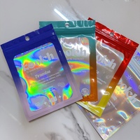Bolsas láser de plástico Mylar impresas personalizadas, bolsas a prueba de olores, cremallera, almacenamiento resellable, embalaje holográfico