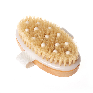 2026年ホットセール　携帯用オーバル型ウェット＆ドライボディブラシ　角質除去　木製猪毛　乾燥肌用ボディバスブラシ　マッサージ用 - Product Image 6