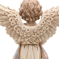 Statuette d'ange vintage en résine tenant un bol, sculpture décorative beige et or pour la maison, cadeau de fêtes